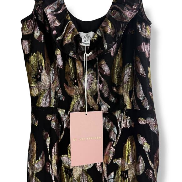 New w/ Tags WE ARE KINDRED silk metallic floral dress HARLOW FLOUNCE gown. - Picture 10 of 17